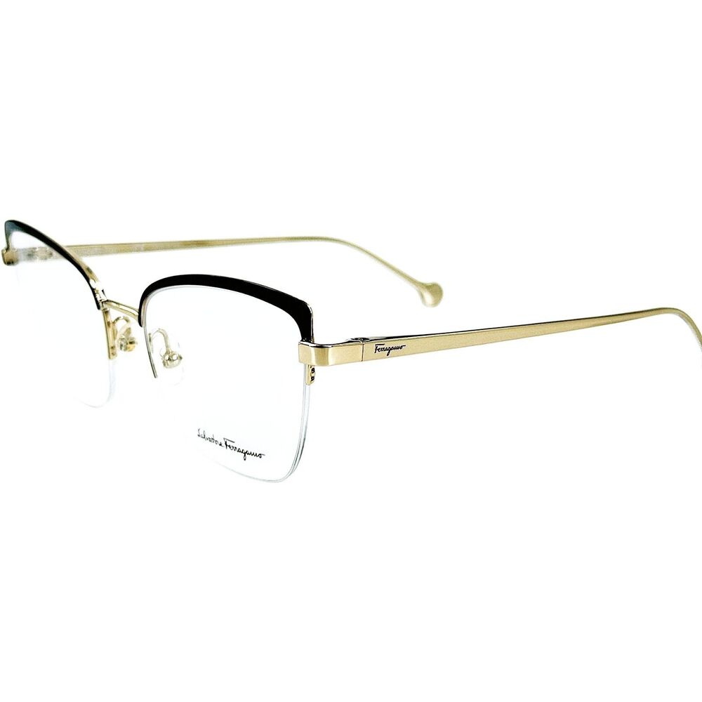 Salvatore Ferragamo SF2182 Womens Metal Eyeglass Frame 733 Gold Black 53-18